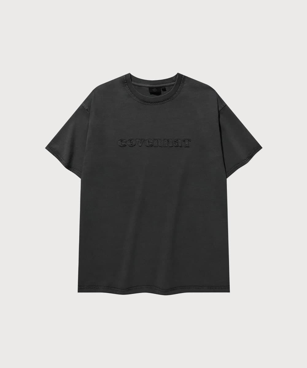 우먼 오버핏 피그먼트 쿠퍼로고 티셔츠 Charcoal
