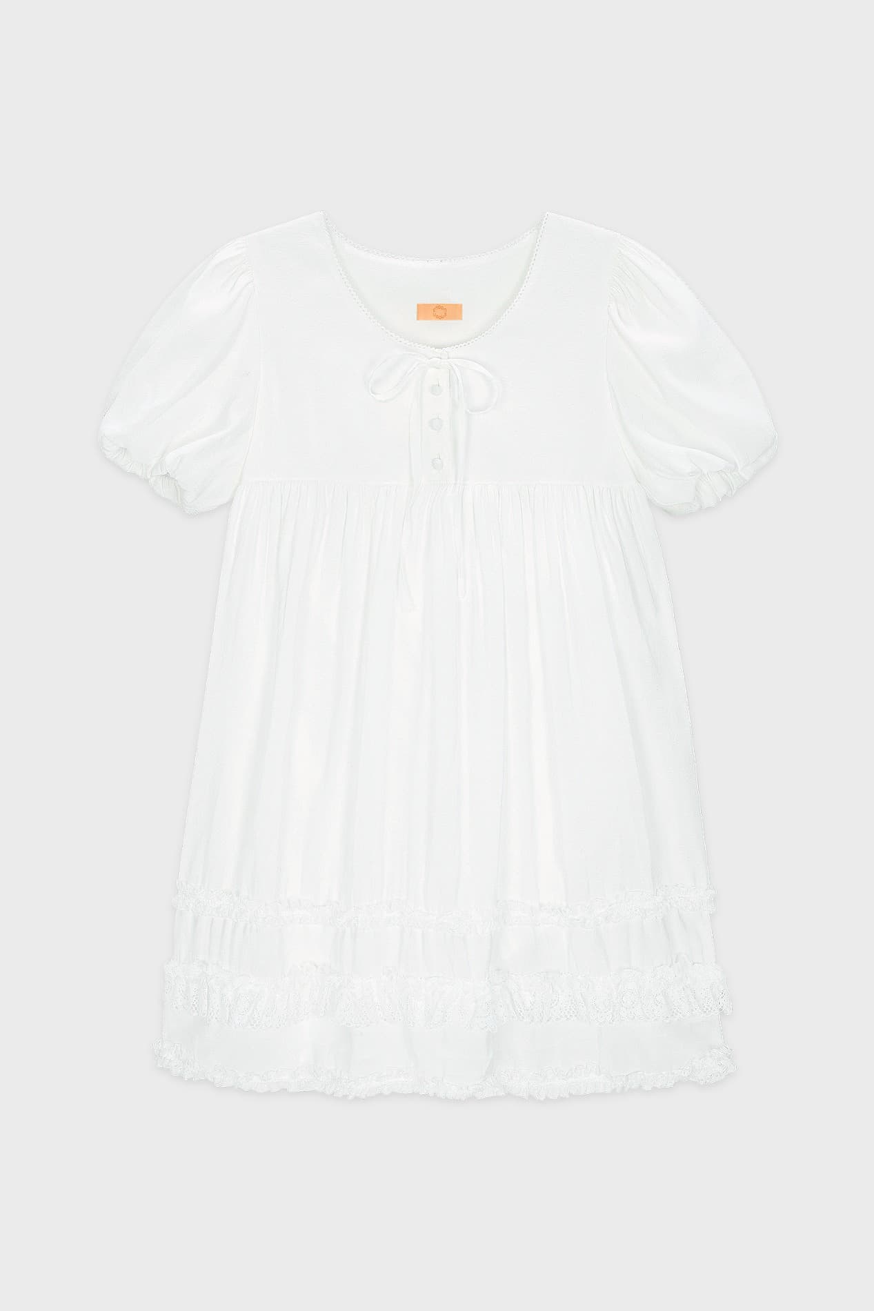 Lace Puff Dress (White)