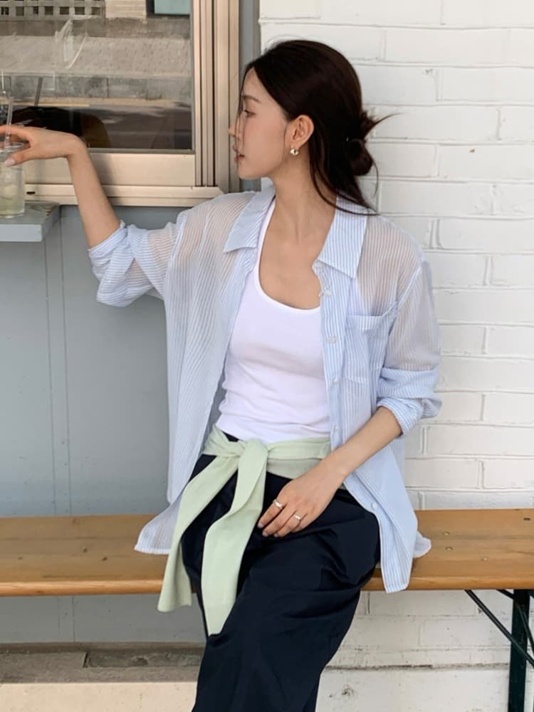 시어 스트라이프 셔츠