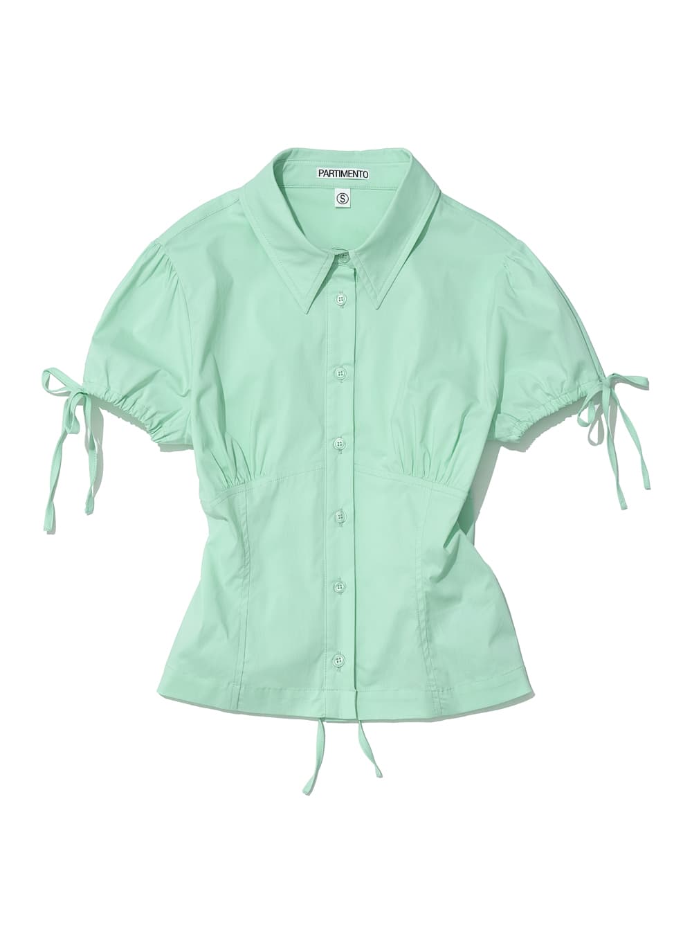 BOWTIE PUFF SLEEVE BLOUSE_EMERALD