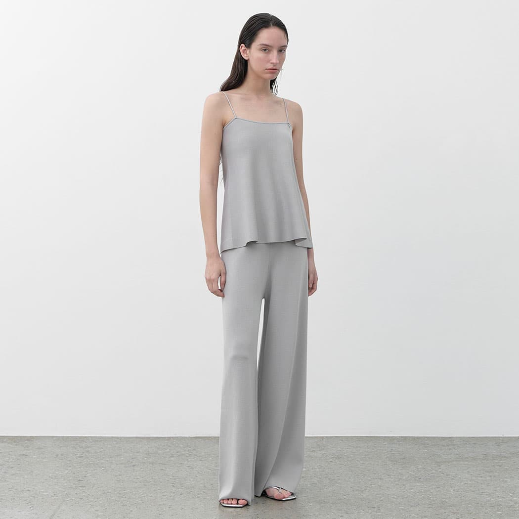 (PT-5640)ANNA SEMI WIDE SET-UP KNIT PANTS