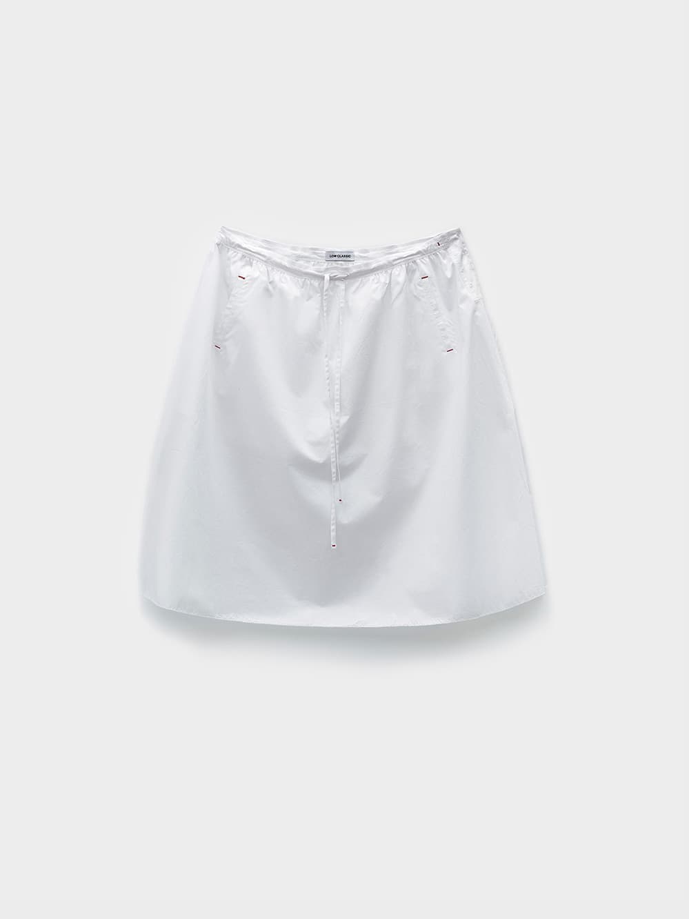 Drawstring Midi Skirt_White
