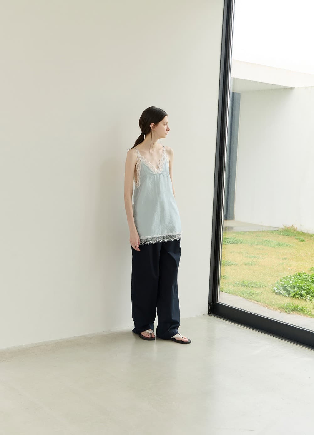 Silky Lace Layered Slip Top - Bliss Skyblue