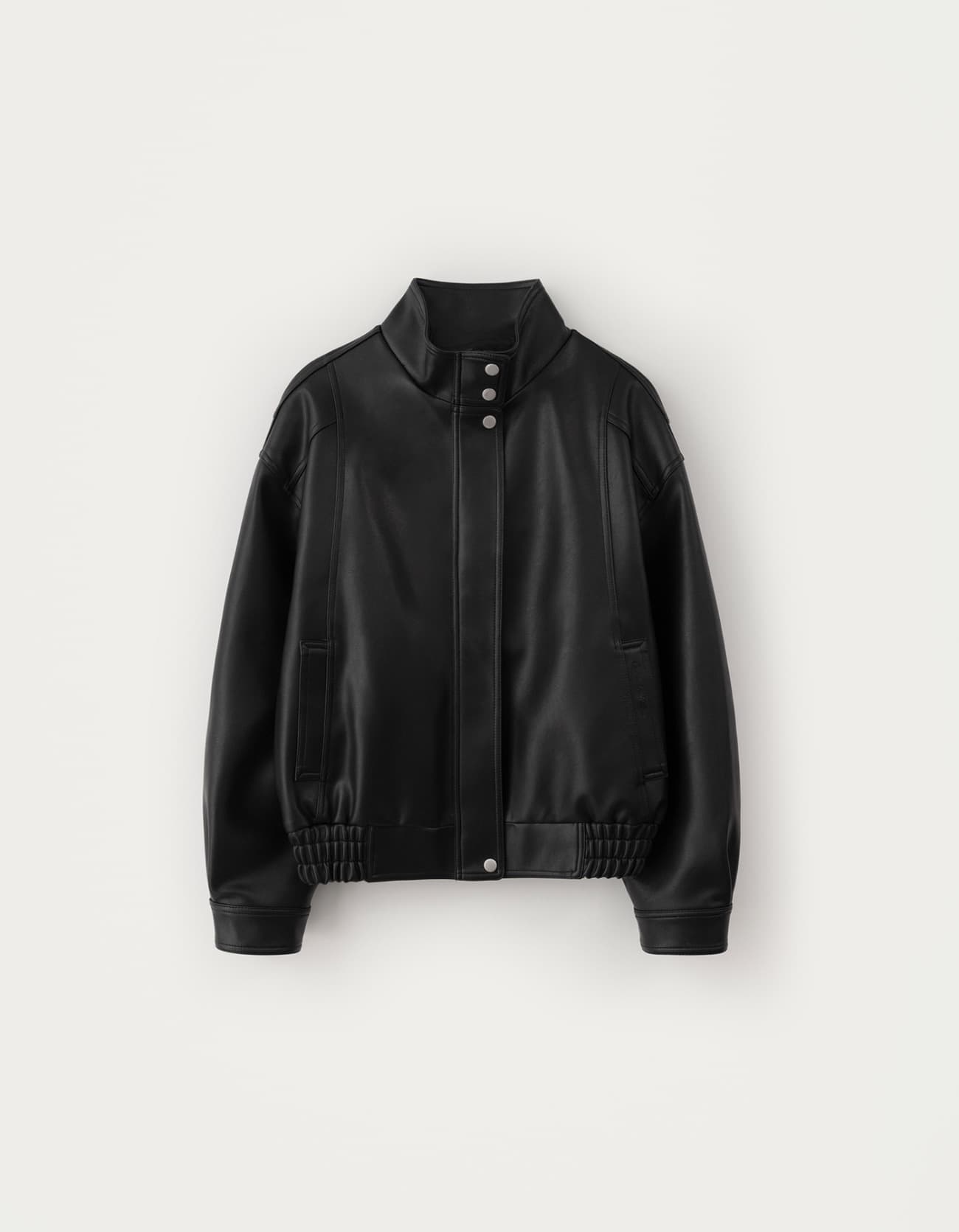 Blake High-Neck Leather Blouson - Black