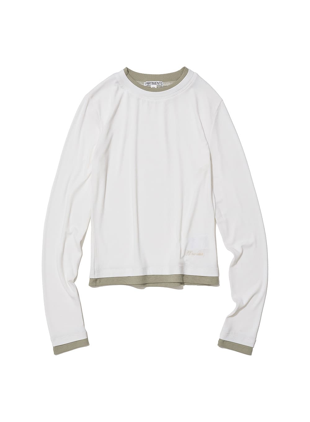 PW DOUBLE LAYERED LONG SLEEVE TEE_WHITE