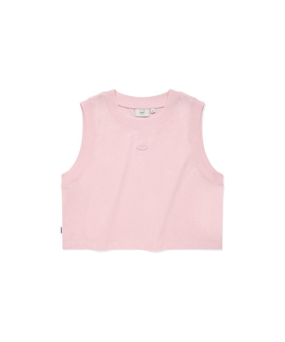 우먼 크롭 립 슬리브리스 Pink
