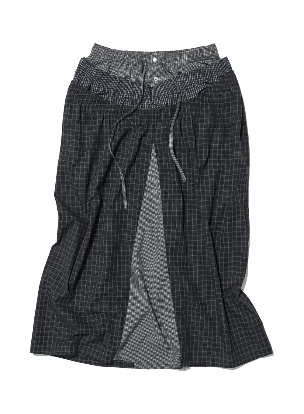 MULTI LAYERED MAXI SKIRT_GREY CHECK
