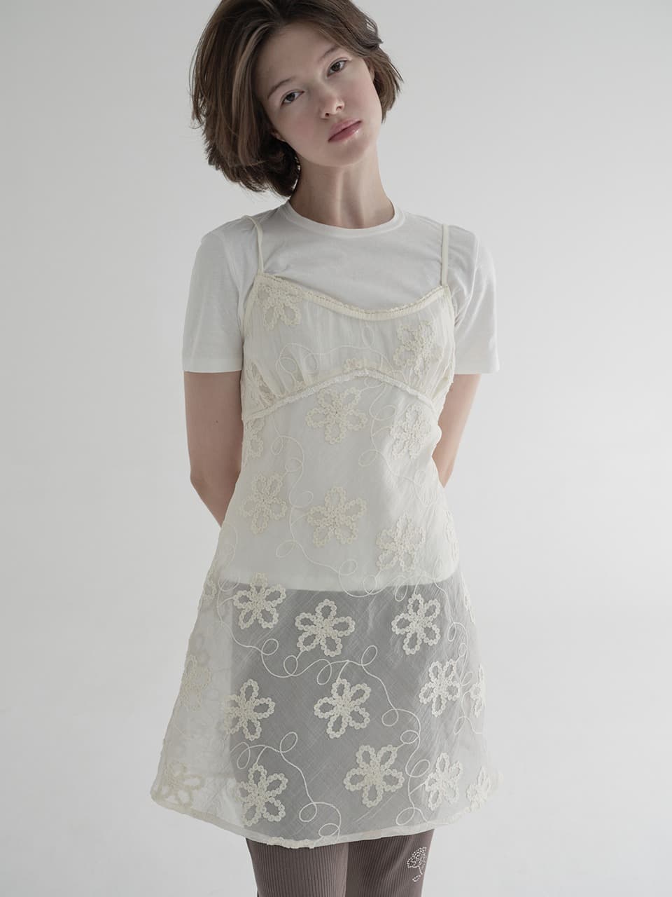 FLORAL LAYERED ONE-PIECE (CREAM)