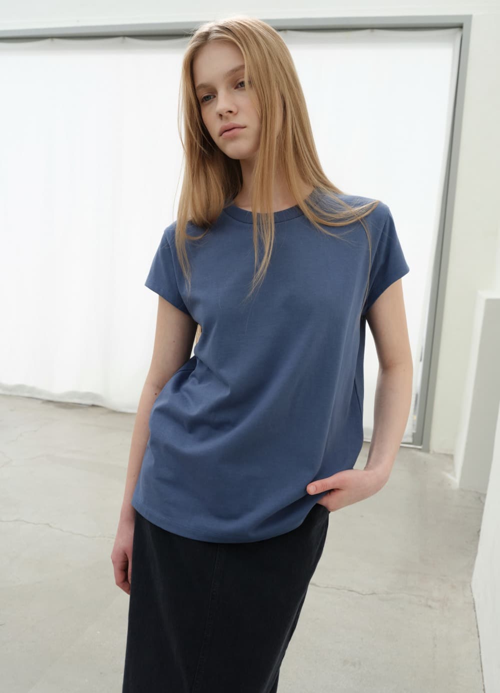 Boyfit Cap Sleeve T-shirt - Teal Blue
