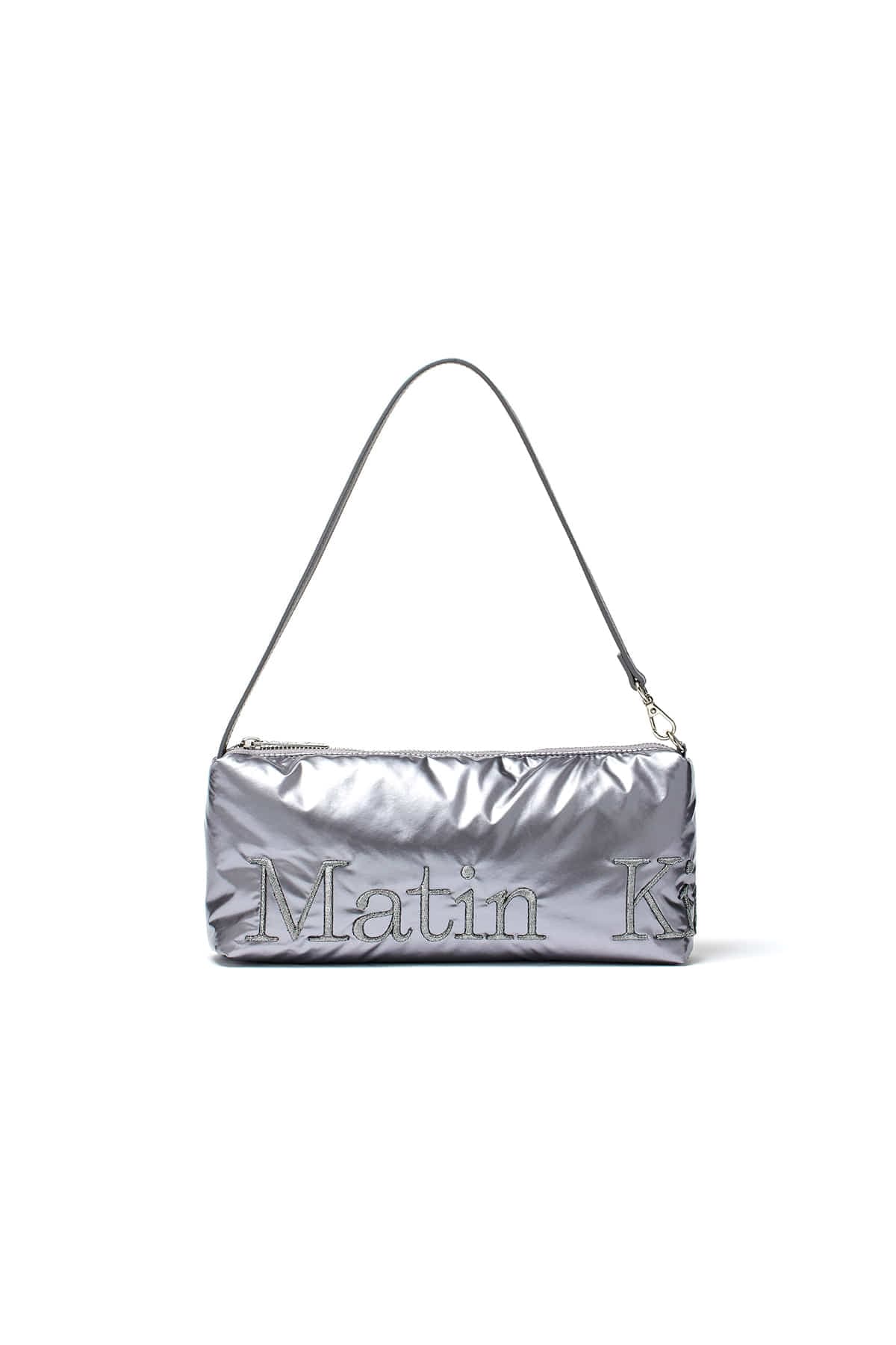 GLOSSY LOGO STITCH MINI SHOULDER BAG IN SILVER