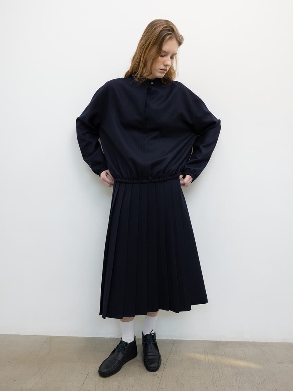 LAYERED NECK JUMPER [NAVY]