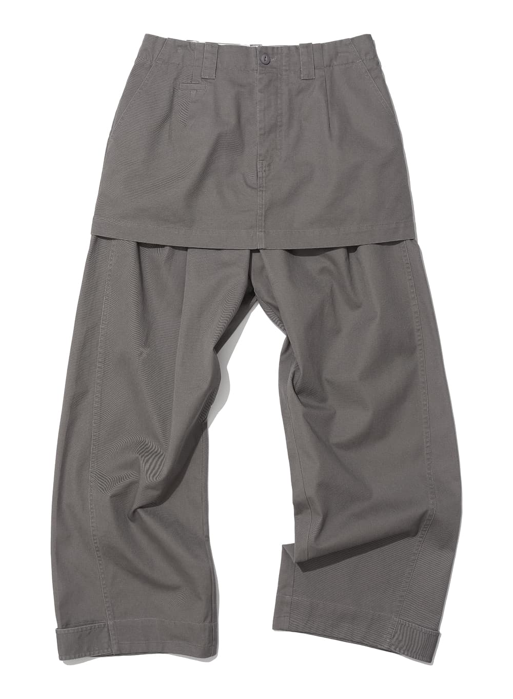 DETACHABLE LAYERED CHINO SKIRT-PANTS_WARM GREY