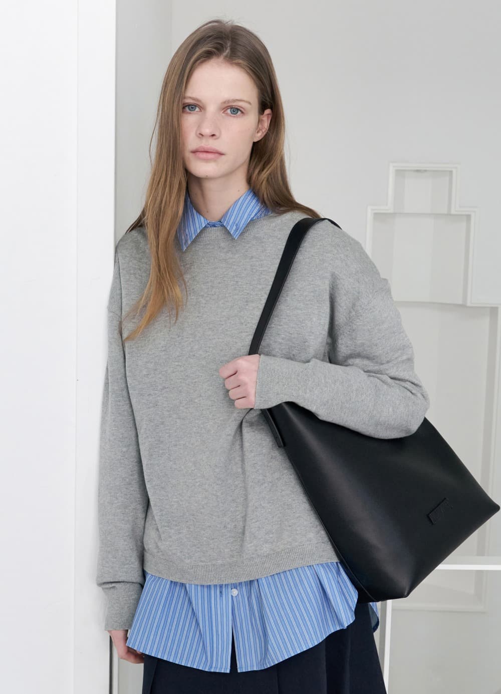 All-Day Cotton Round Knit - Melange Grey