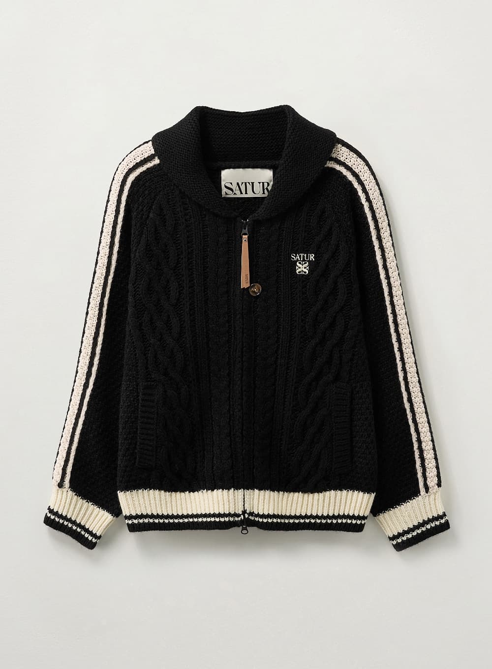 (W) Lawton Cowichan Knit Cardigan - Black