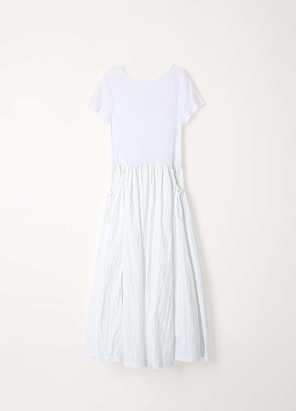 Pocket Shirring Anorak Dress - White