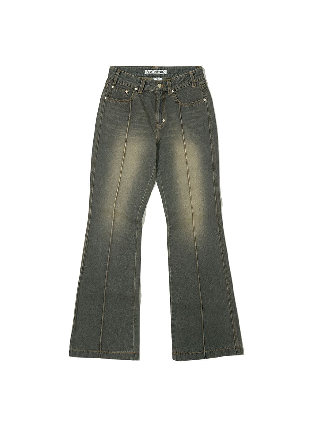 LOWRISE PINTUCK BOOT CUT JEANS_GREY