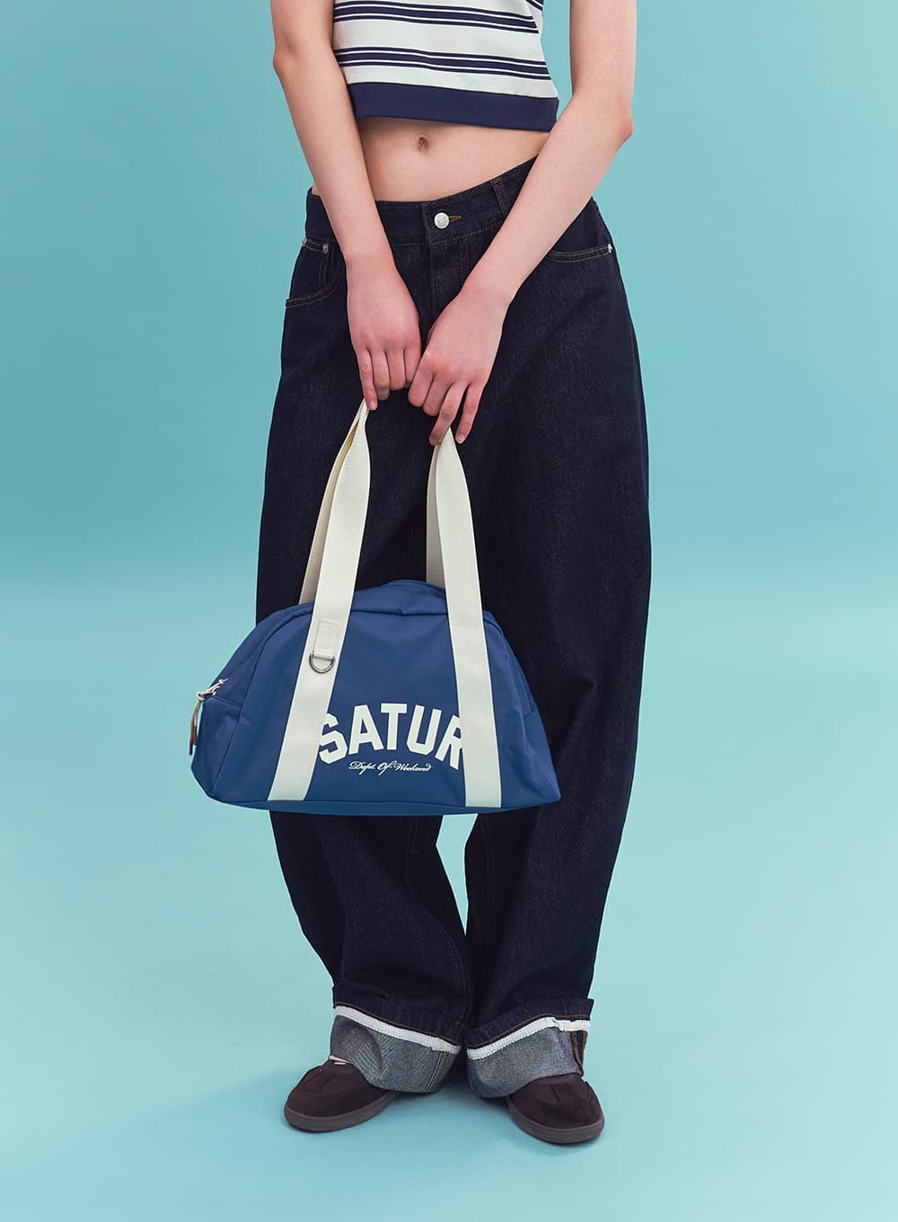 Nylon Trapeze Shoulder Bag - Blue