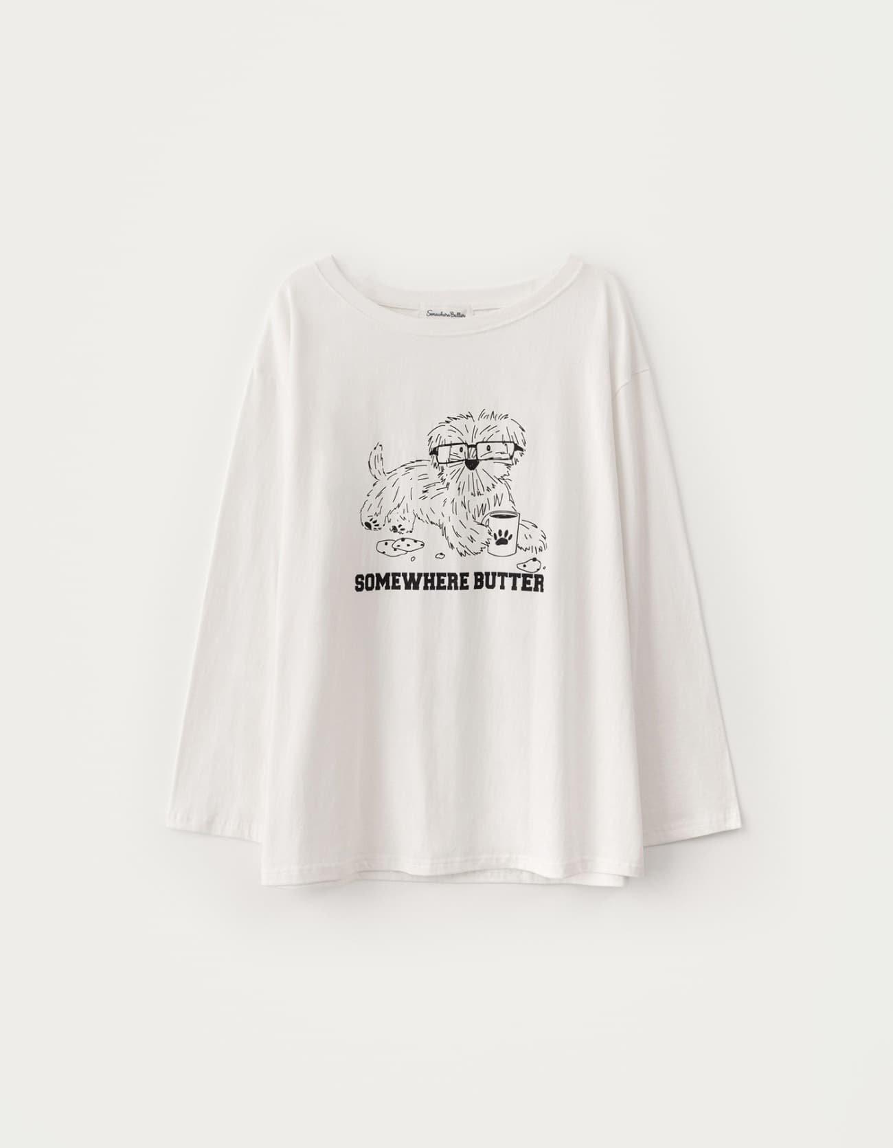 Glasses Puppy Long Top - Ivory
