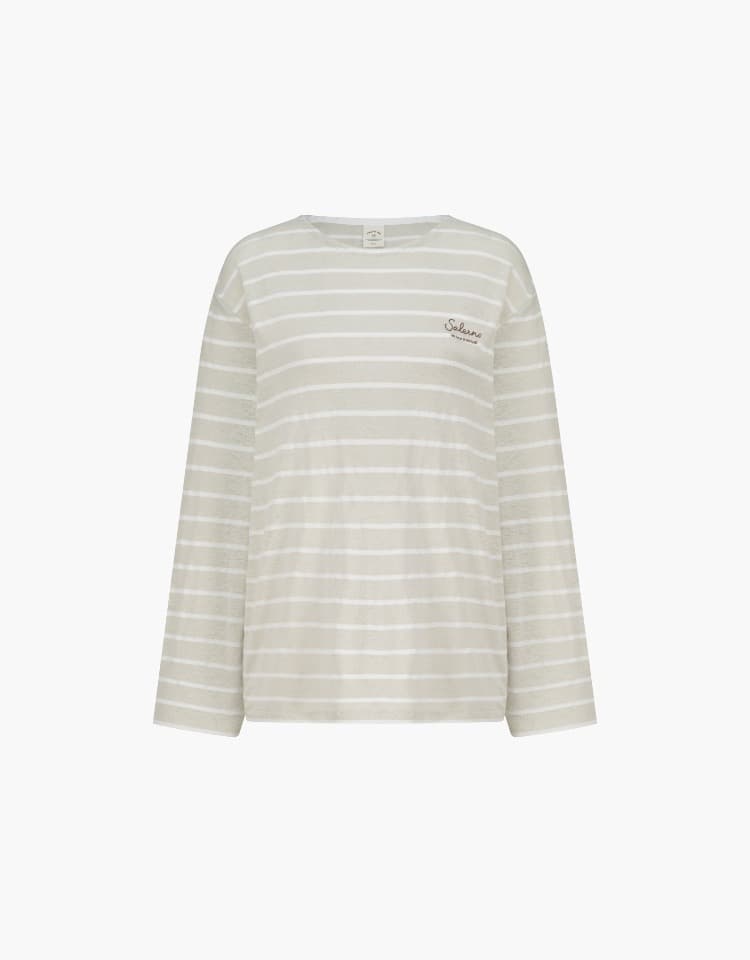 linen stripe t-shirt - beige