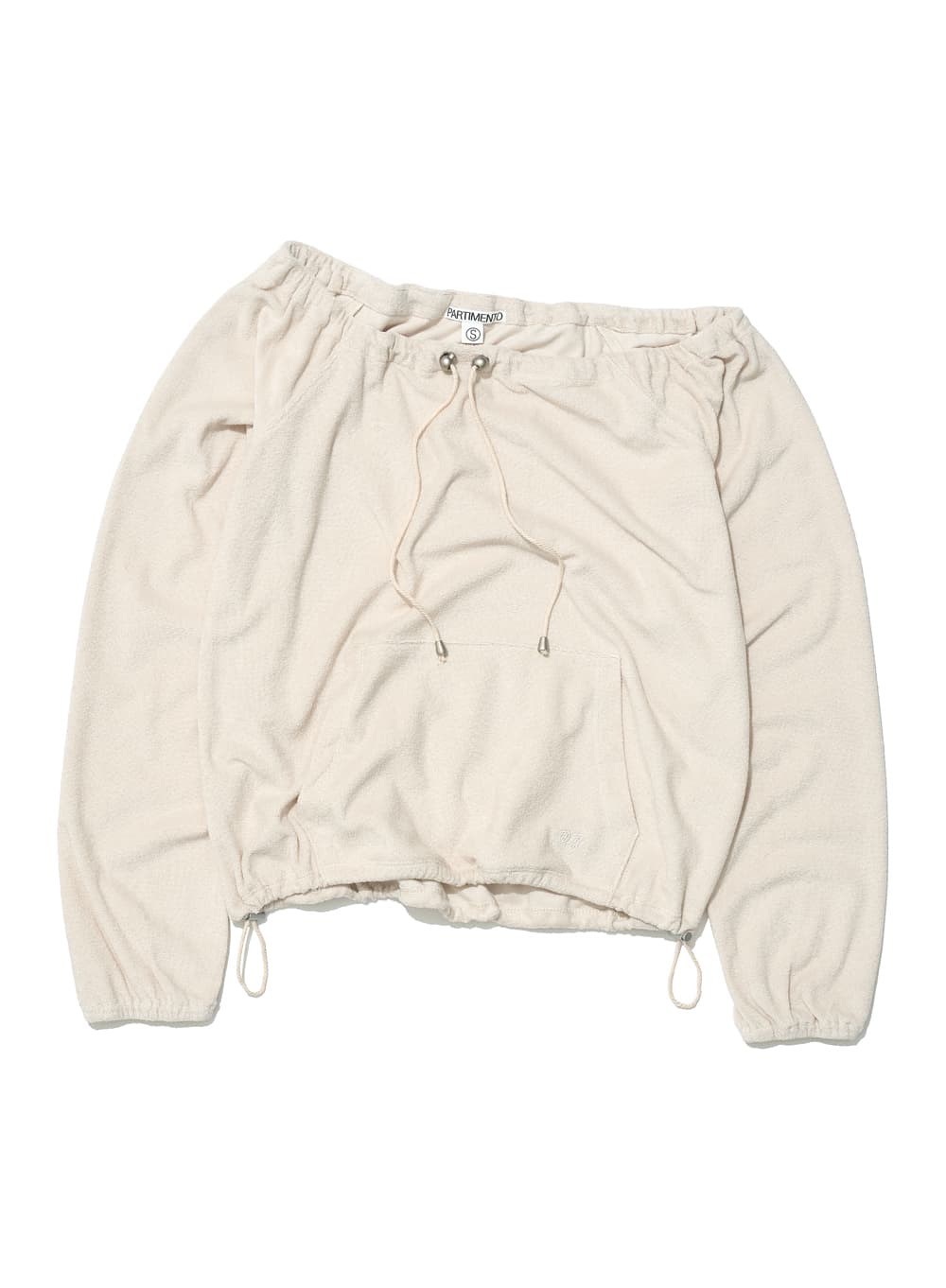TERRY DRAWSTRING OFF-SHOULDER TOP_IVORY