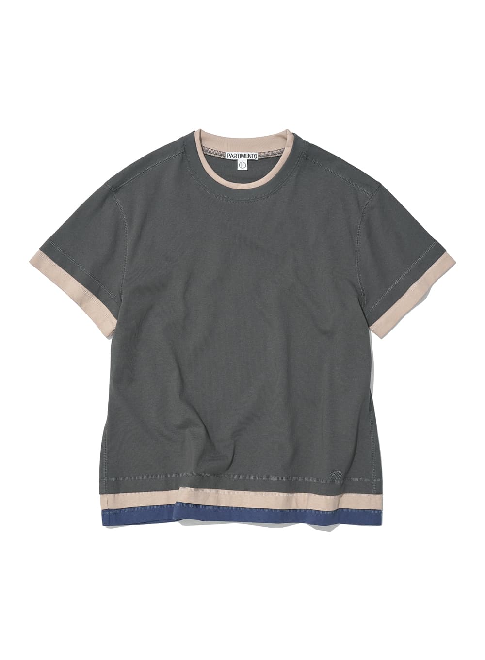 MULTI LAYERED SHORT SLEEVE TEE_CHARCOAL