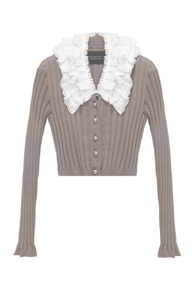 Lace Collared Cardigan Set (Gray) 정우연 착용