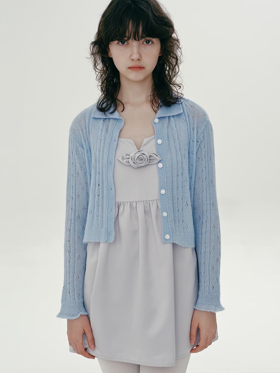 COLLAR MOHAIR CARDIGAN (SKY)