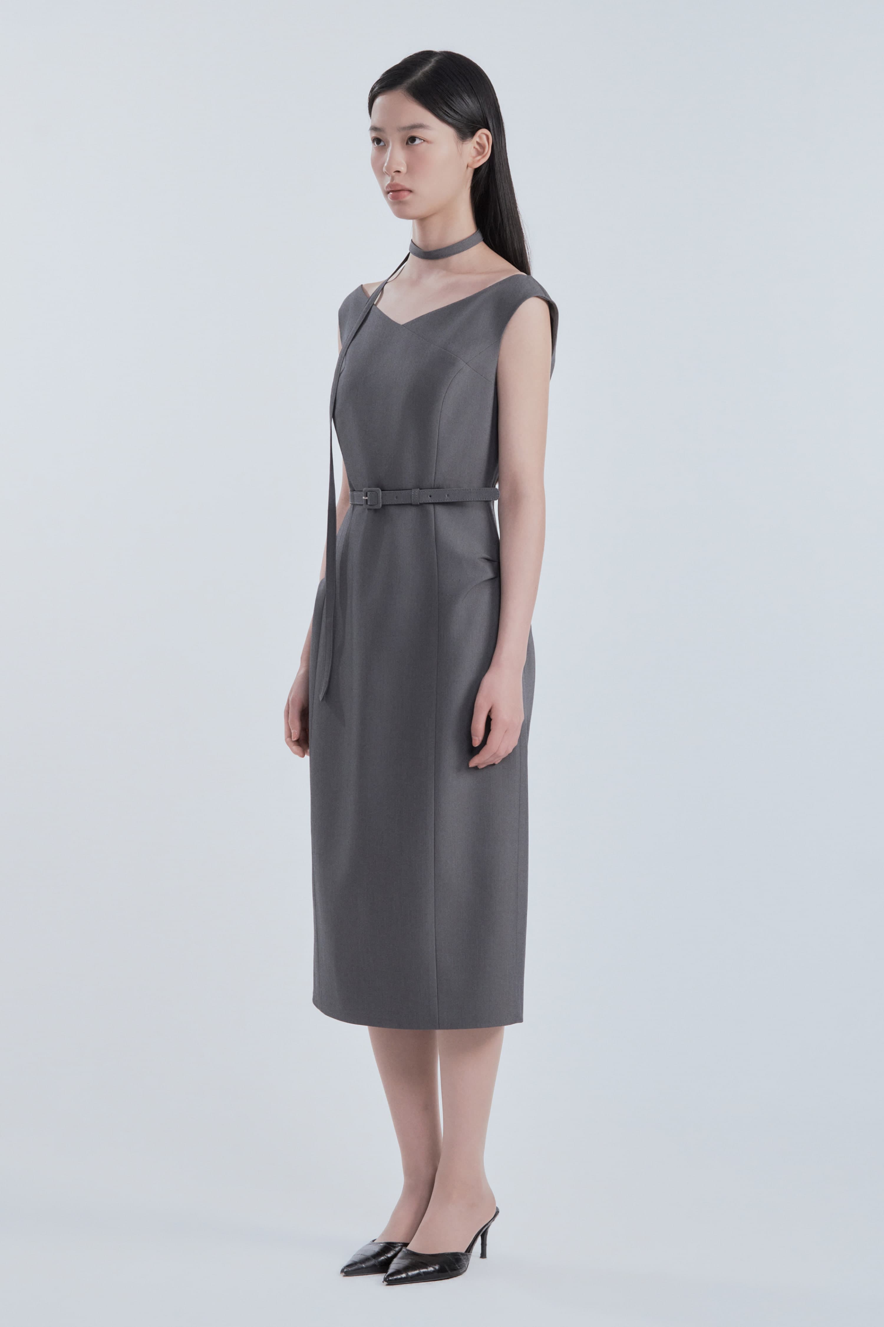 Sienna Semi Off-Shoulder Maxi Dress - Grey