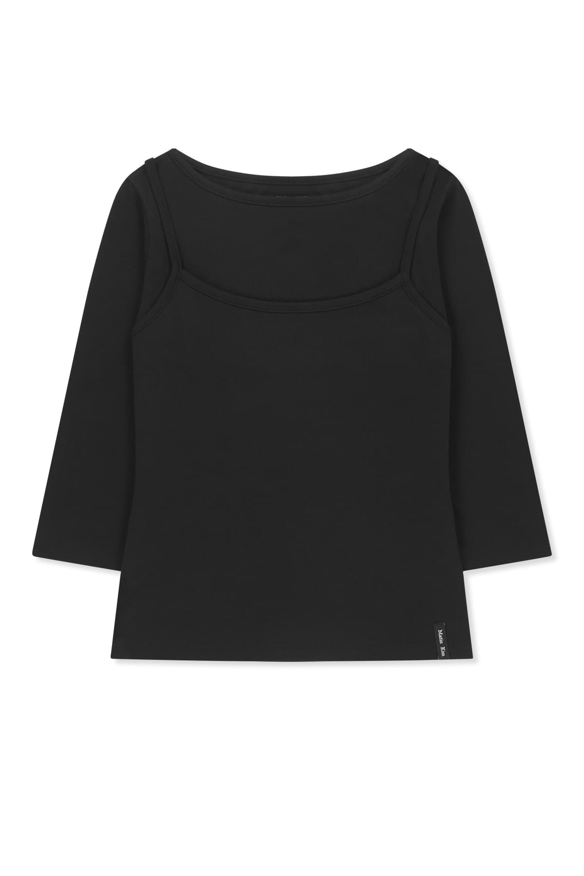 3/4 SLEEVE TOP & TANK LAYERED SET IN BLACK
