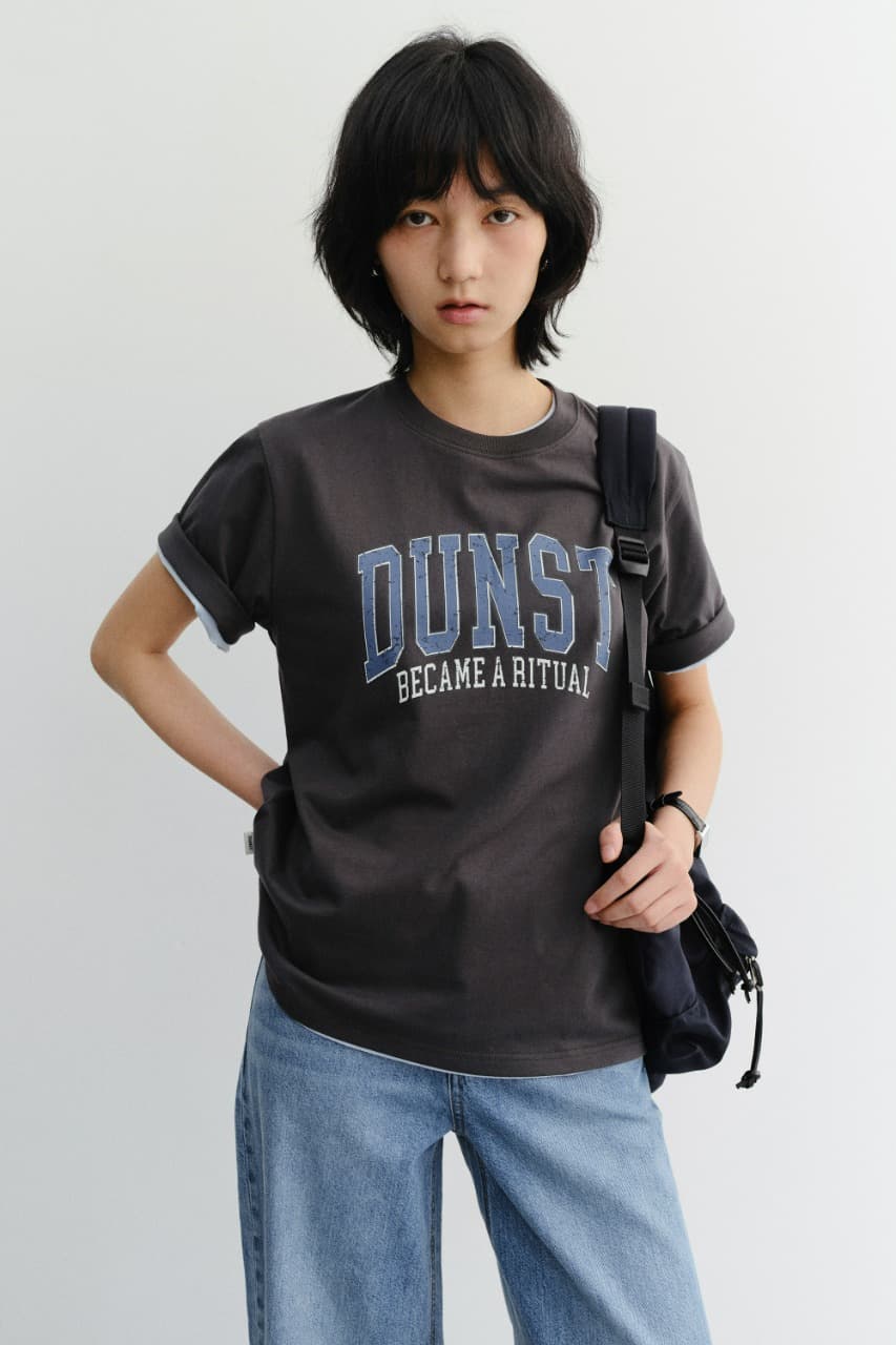 UNISEX VINTAGE ARCH LOGO T-SHIRT CHARCOAL GREY_UDTS6B145CG