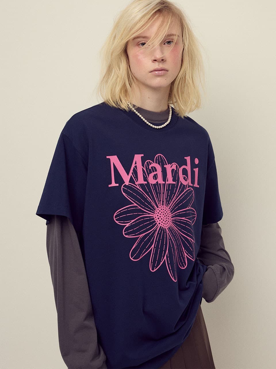 UNISEX TSHIRT FLOWERMARDI_NAVY PINK