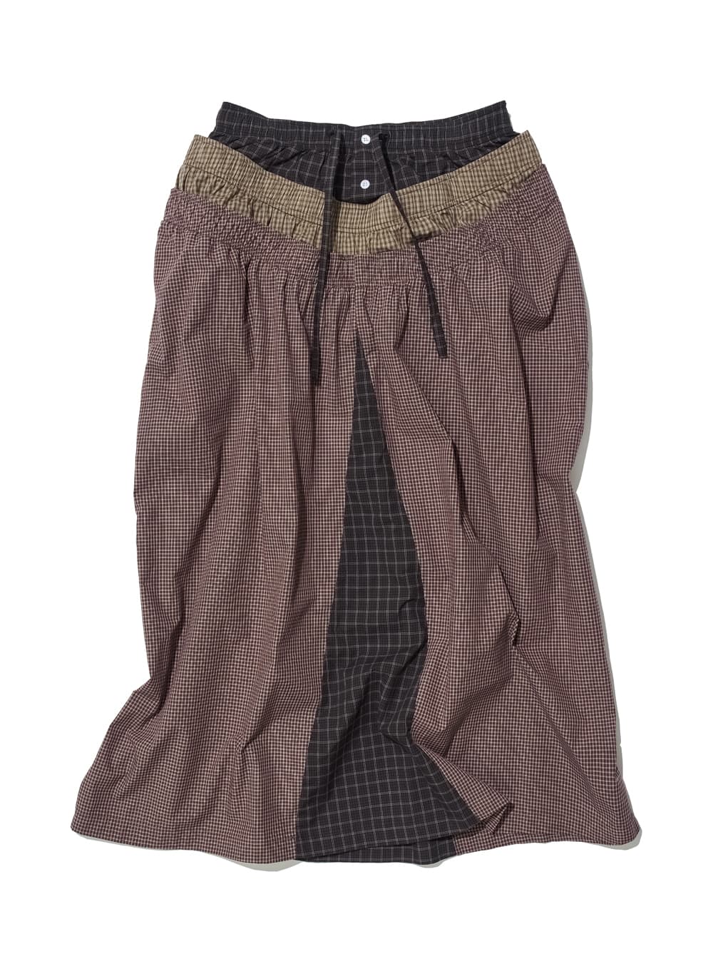 MULTI LAYERED MAXI SKIRT_BROWN CHECK