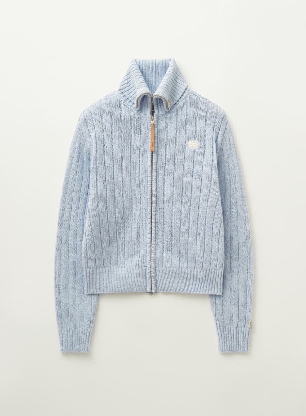 (W) Faro Boucle Knit Zip-up - Sky Blue
