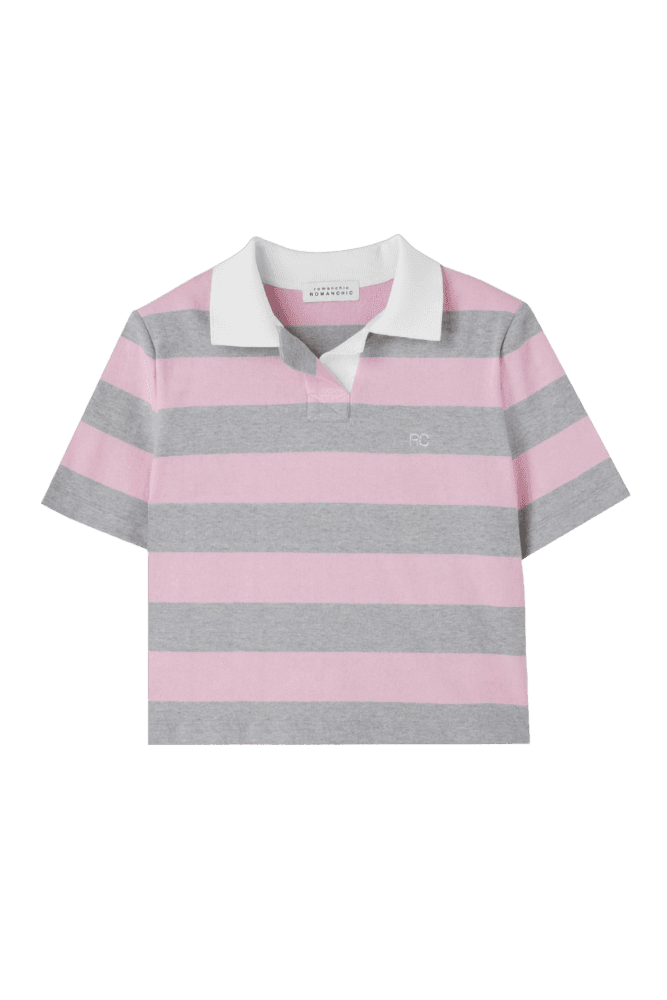 Striped Collar T-shirt (Pink) 허영지 착용