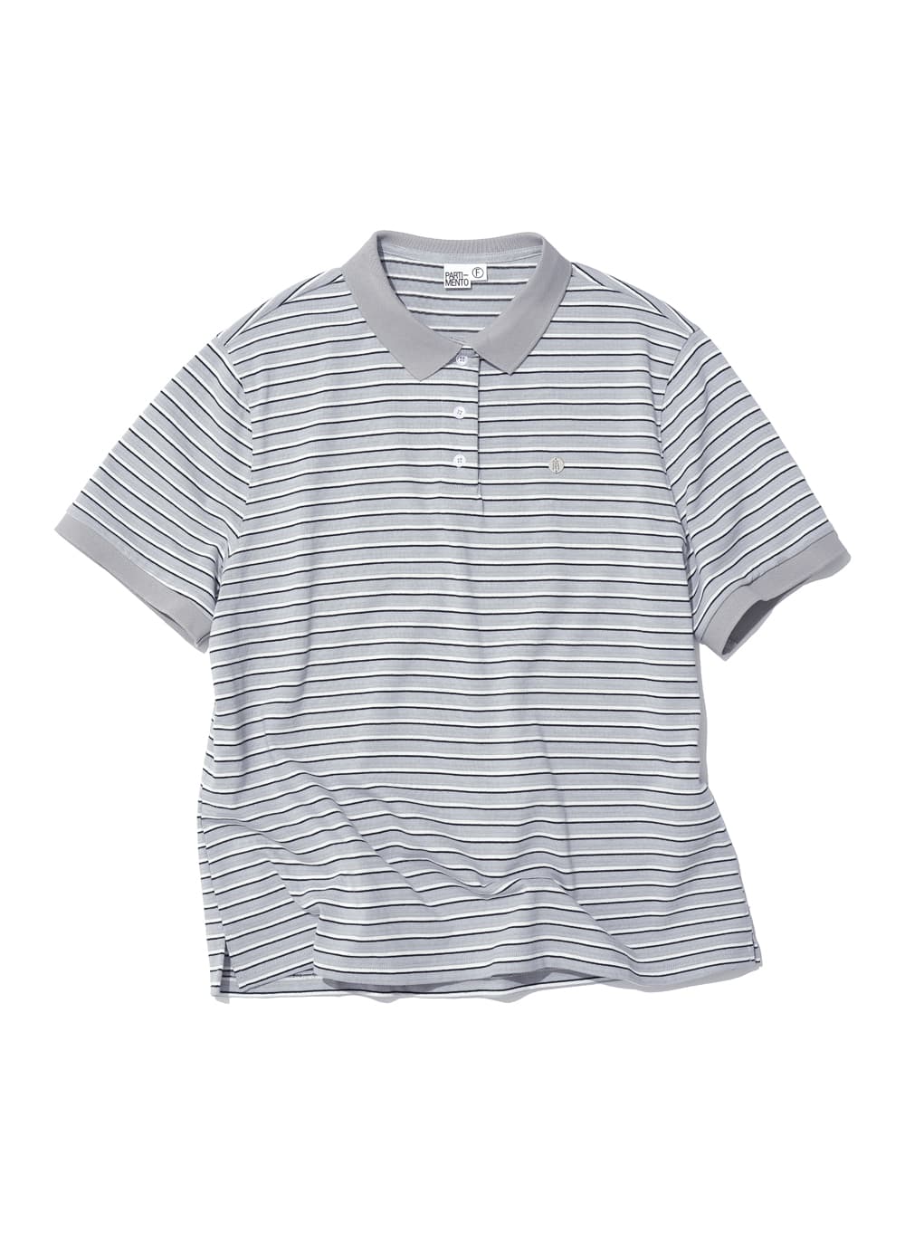 STRIPE SHORT SLEEVE POLO TEE_LIGHT GREY
