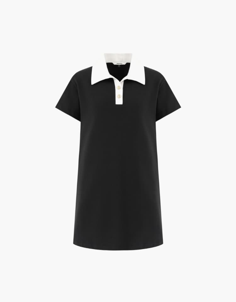 collar mini one piece - black