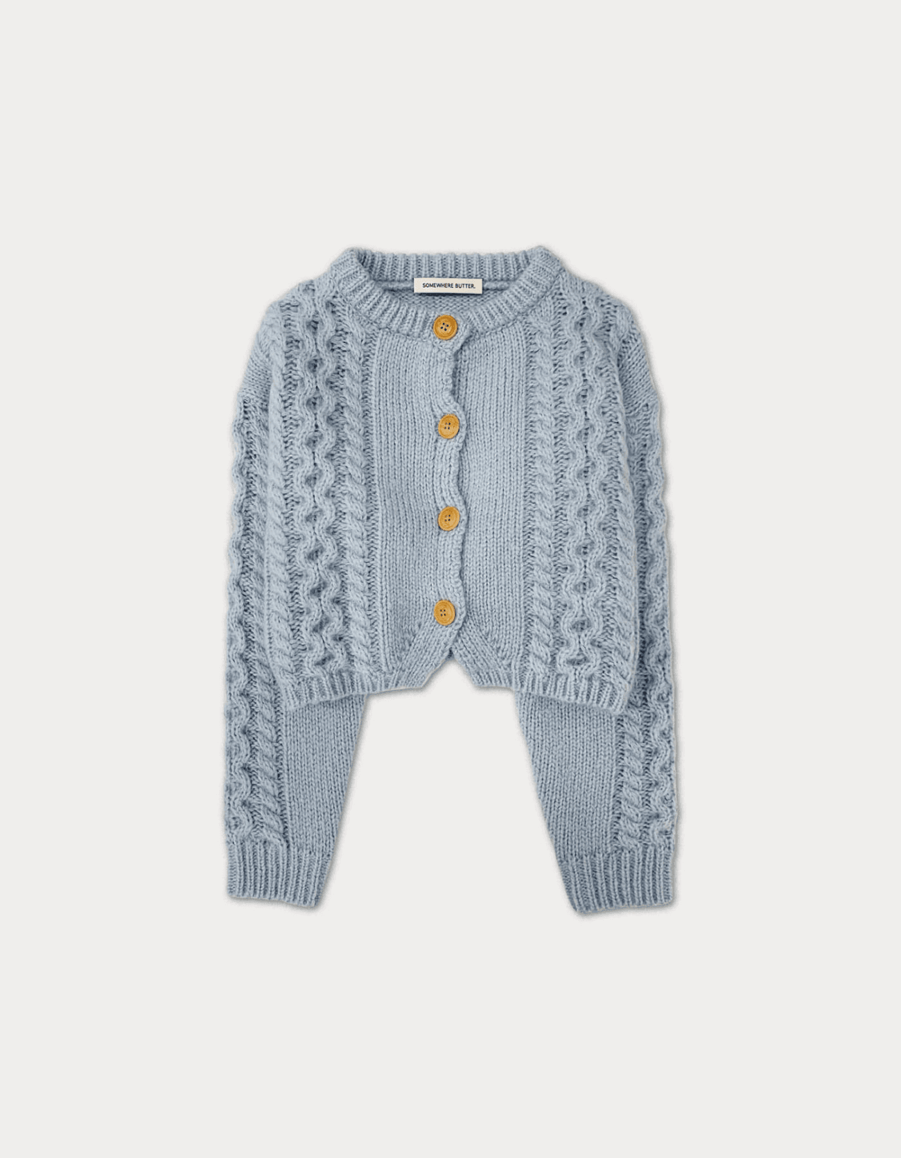 Woodbutton cable cardigan - light blue
