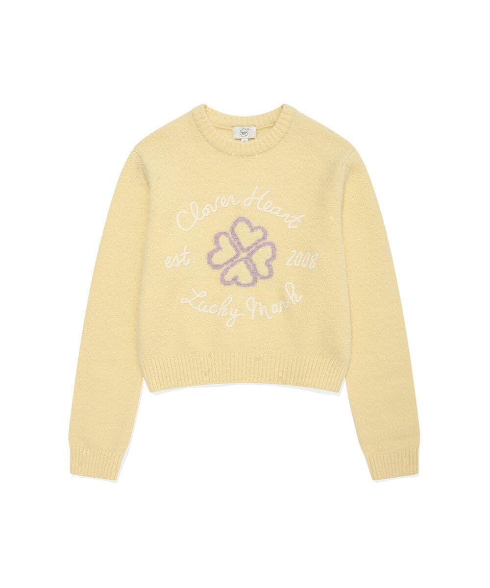 우먼 클로버하트 그래픽 니트 Light Yellow