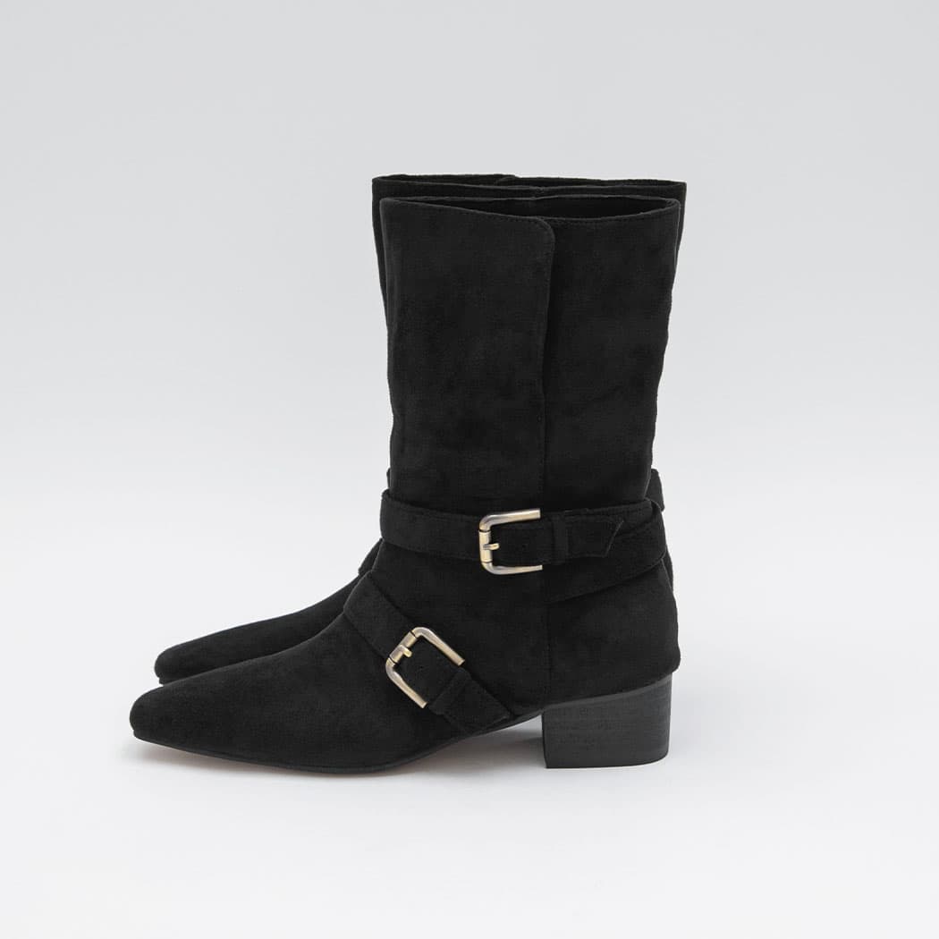 (SH-3467)SUEDE BUCKLE BOOTS