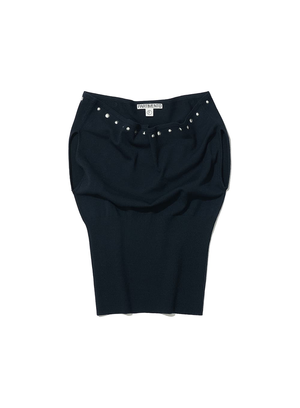 STUDED OFF-SHOULDER KNIT TOP_NAVY