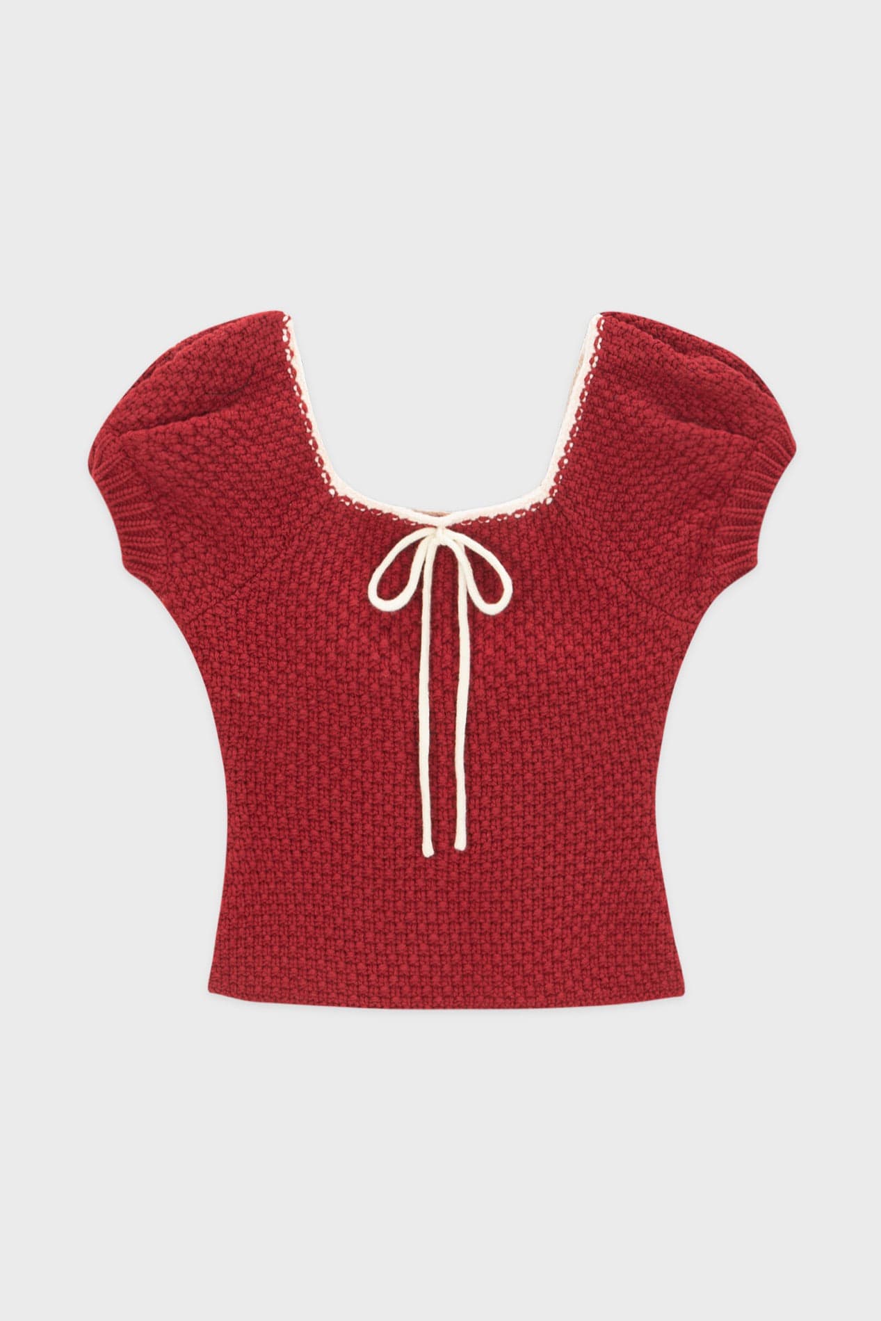 Puff Half Knit Top (Red)