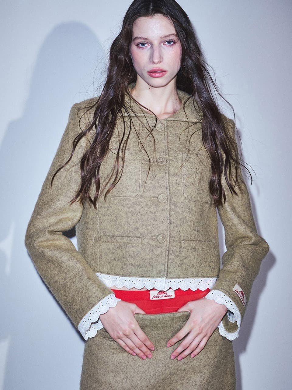 MOHAIR CROPPED JACKET LACE_BEIGE