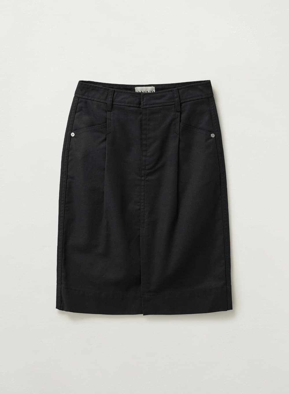 (W) Cotton Pencil Slit Skirt - Black