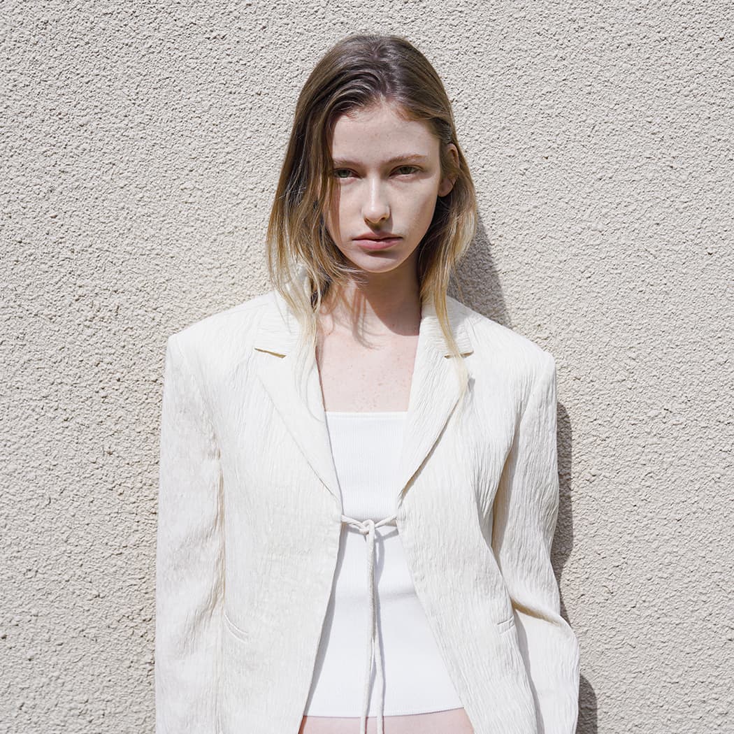 (JK-3019)ROSE RIBBON SET-UP JACKET