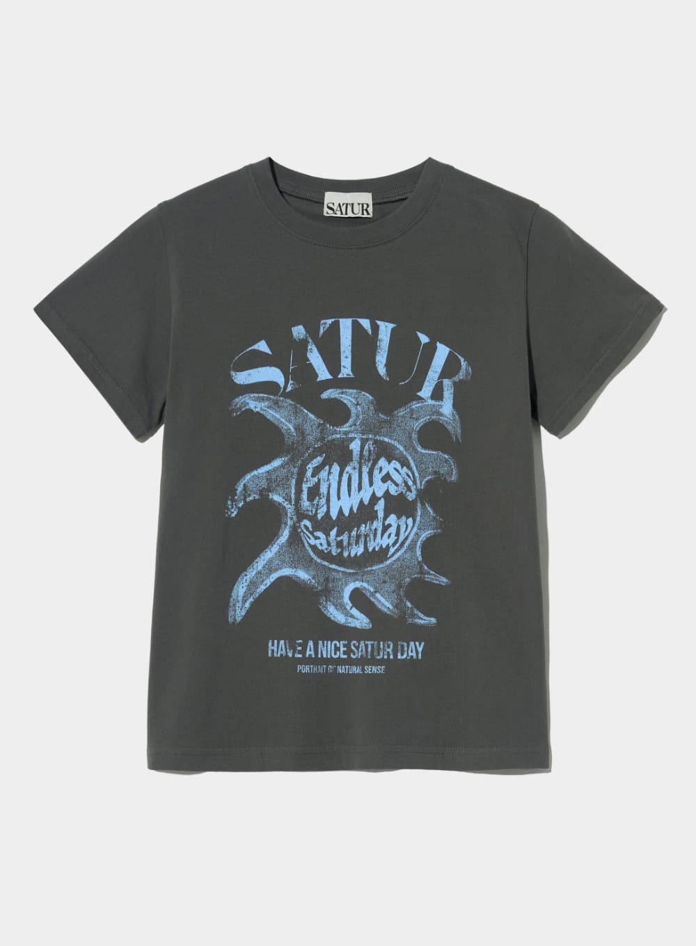 (W) Sun Retro Graphic T-Shirt - Charcoal Blue