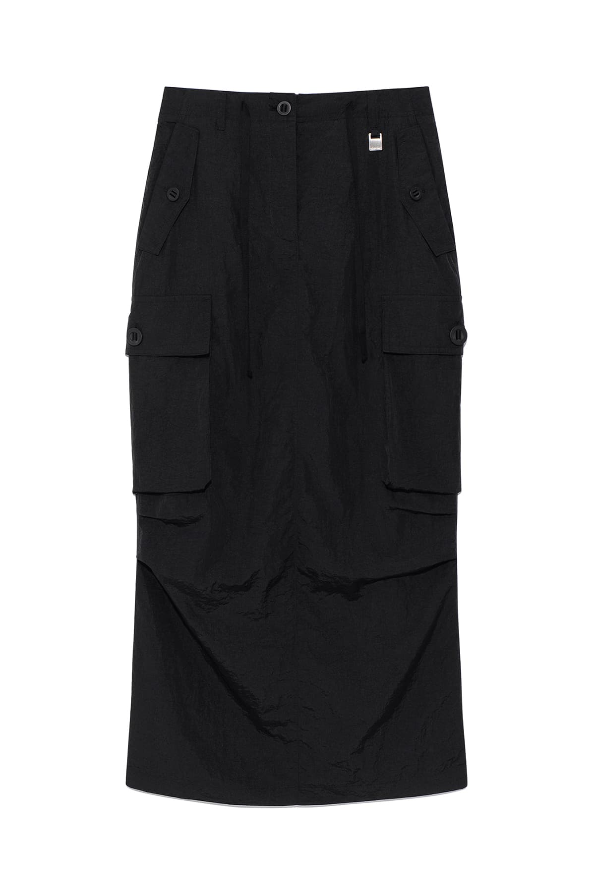 STRING NYLON CARGO SKIRT IN BLACK