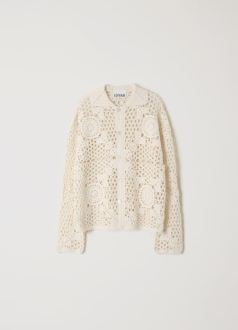 Crochet Hand Knit Cardigan - Off White