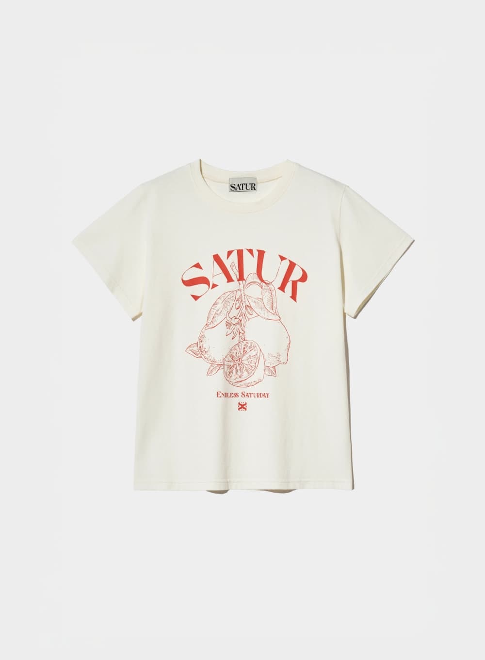 (W) Capri Citron Drawing Summer Graphic T-Shirt - Cream Orange