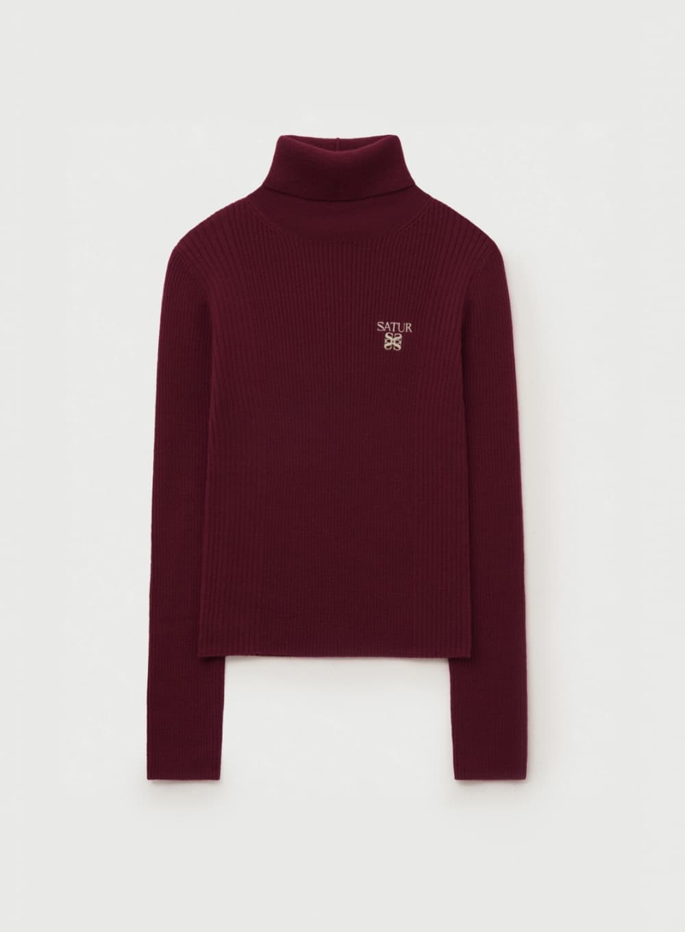 (W) 2-Way High Neck Knit - Red