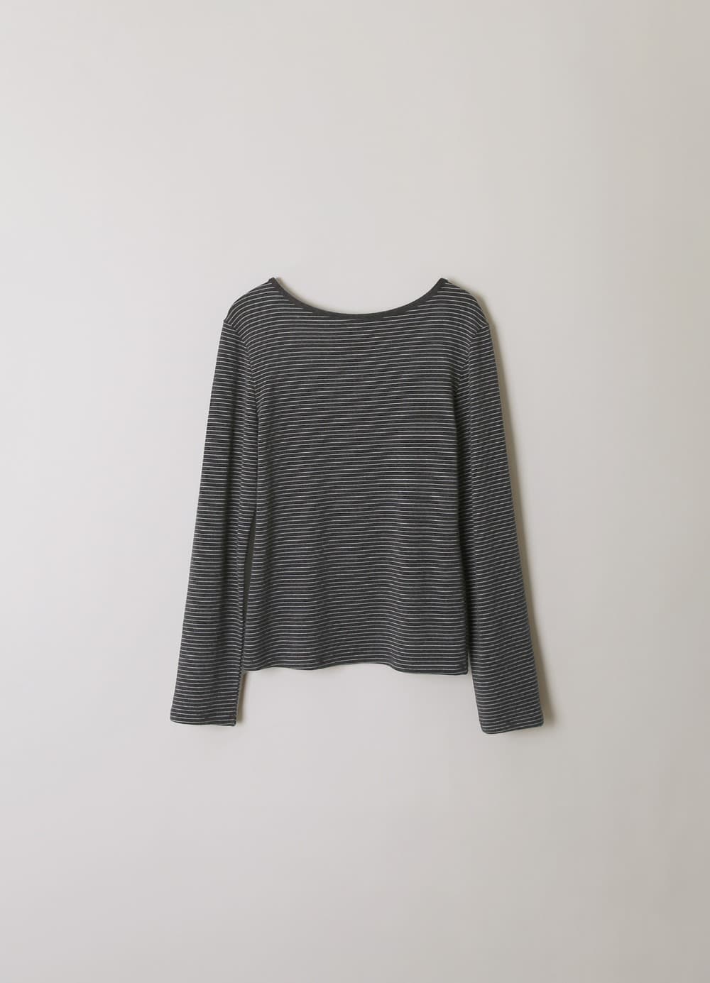 Soft Open-back Stripe T-shirt - Charcoal Stripe